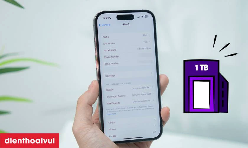 Dung lượng lưu trữ khủng 1TB