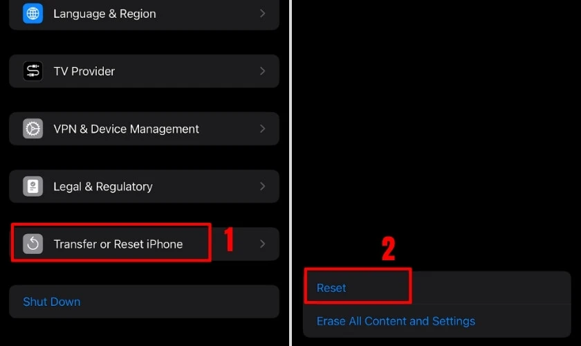 Transfer or Reset iPhone