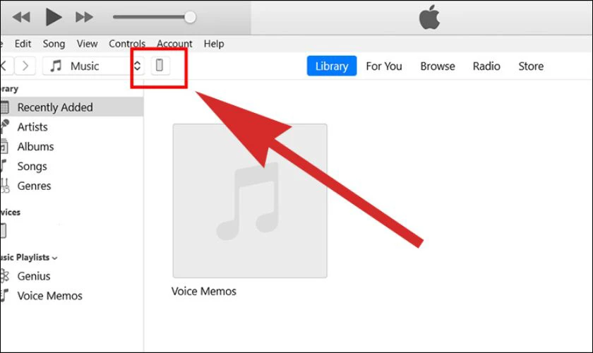 Mở iTunes hoặc Finder, sau đó chọn biểu tượng iPhone