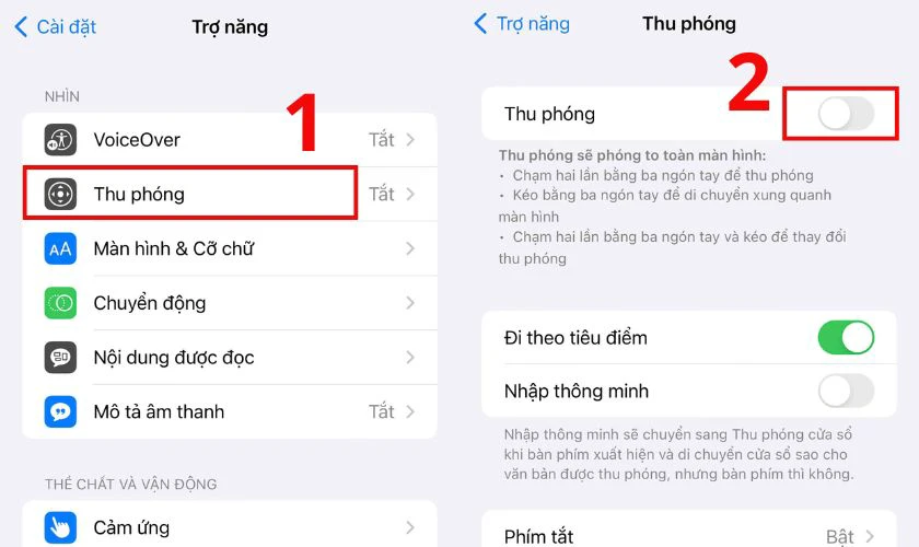 Tiếp tục chọn mục Thu phóng