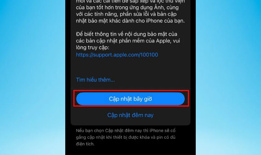 Nhấn Cập nhật bây giờ rồi làm theo hướng dẫn