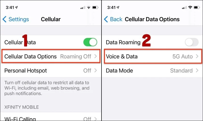 Thiết lập mạng 5G cho SIM đang dùng