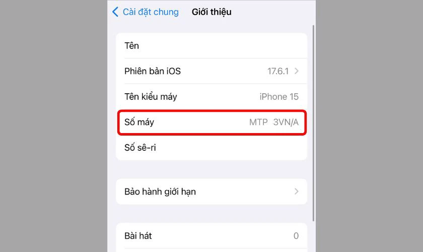 Thông tin chi tiết của thiết bị