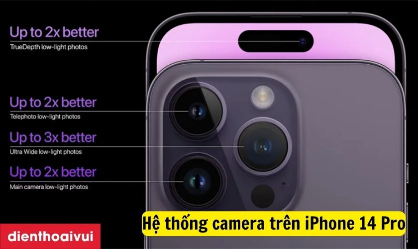 iPhone 14 Pro được trang bị 3 camera sau, trong đó camera chính được cải tiến lên 48MP