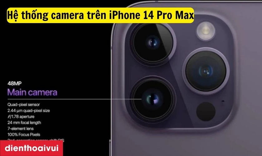 Camera chính của iPhone 14 Pro Max có độ phân giải là 48 MP