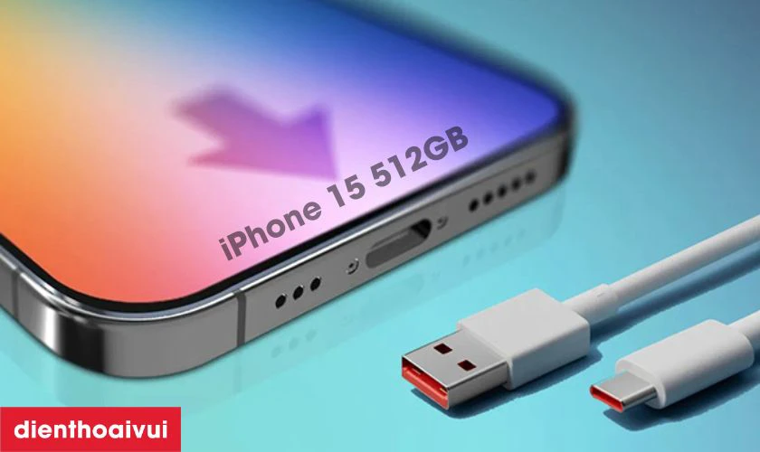 Điện thoại iPhone 15 512GB thiết kế cổng USB-C vô cùng tiện lợi