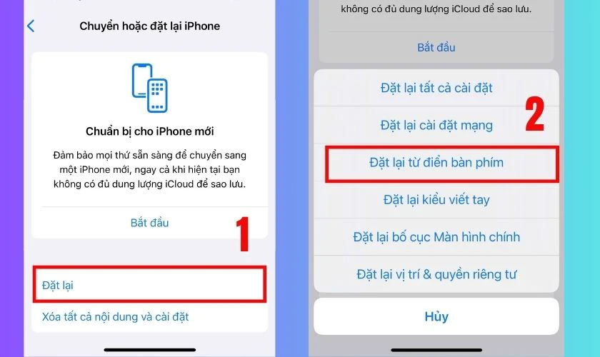 Reset cài đặt bàn phím iPhone 15 nếu bị lag