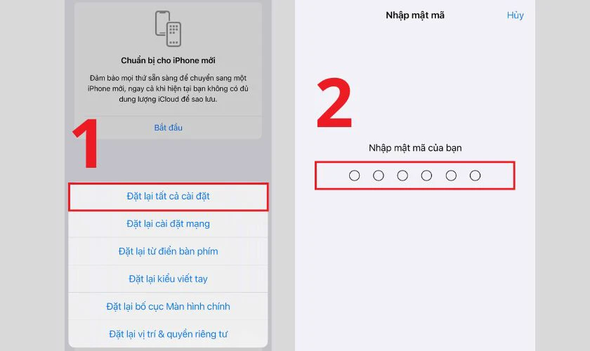 Đặt lại tất cả cài đặt trên iPhone 15