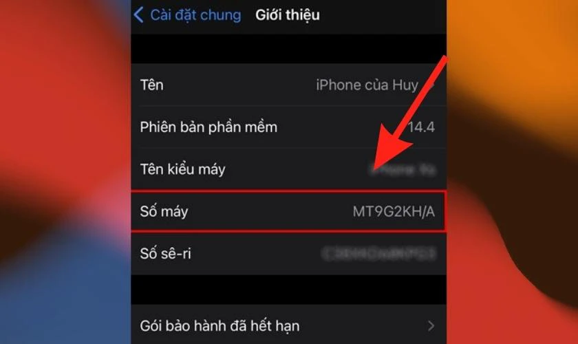 Tại mục Số máy