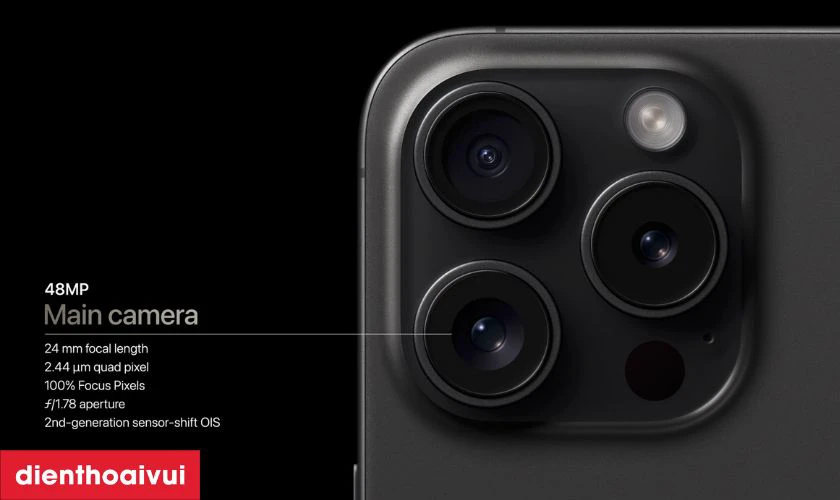 Cụm 3 camera chuyên nghiệp 48MP, hỗ trợ quay video ProRes 4K