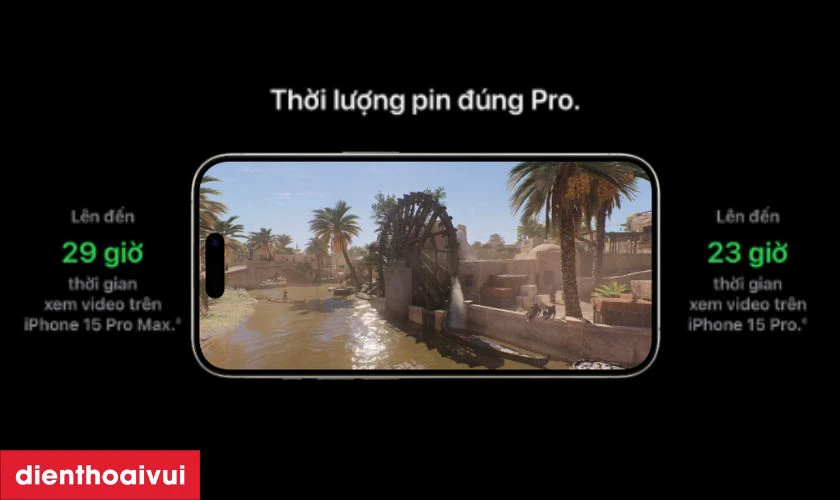 Pin 3.274mAh dùng cả ngày, hỗ trợ sạc nhanh và sạc không dây MagSafe