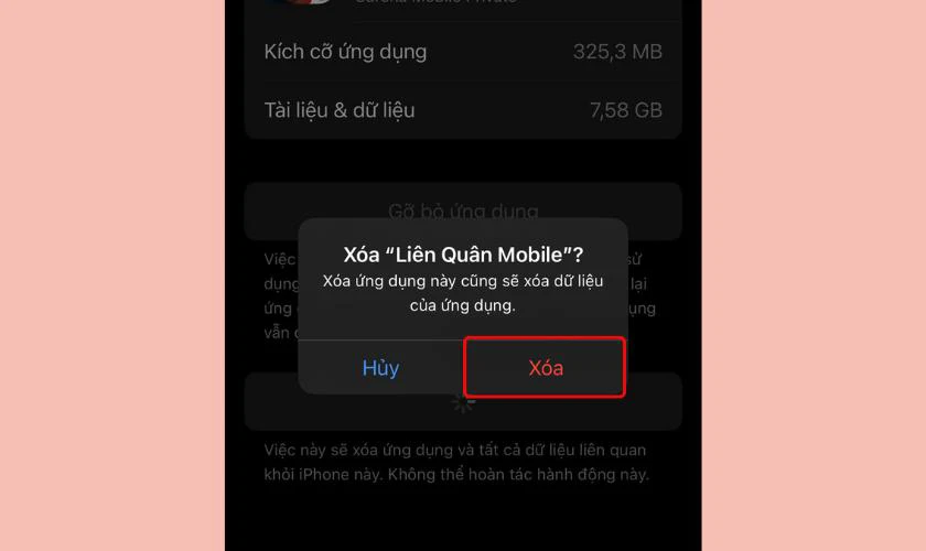 Xác nhận xóa ứng dụng