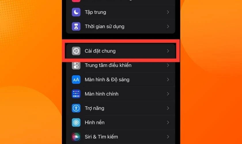 Vào phần Cài đặt trên iPhone, tiếp tục chọn vào Cài đặt chung