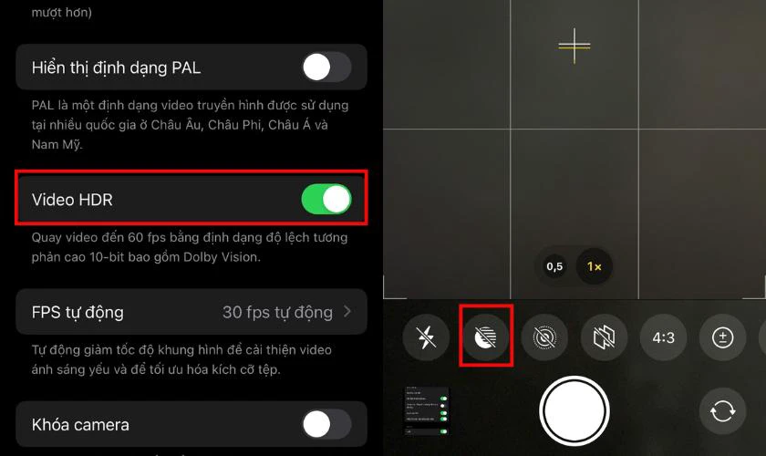 Tắt/mở lại các tính năng như HDR, Night Mode