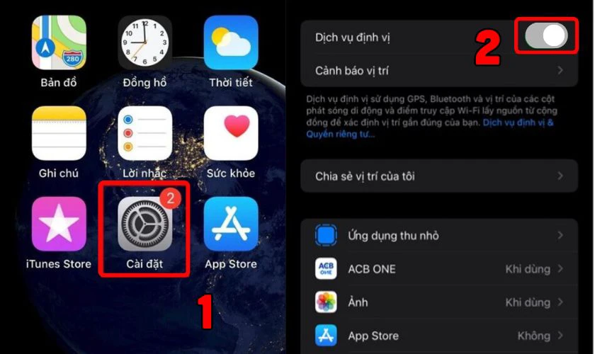 Tắt định vị, Bluetooth, Wi-Fi khi không sử dụng
