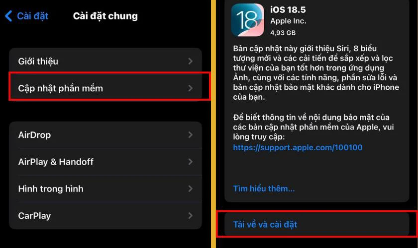 Kế đến, bạn hãy chọn vào mục Cập nhật phần mềm