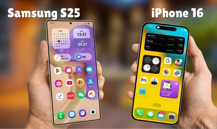 iPhone 16 vs Samsung S25 màn hình