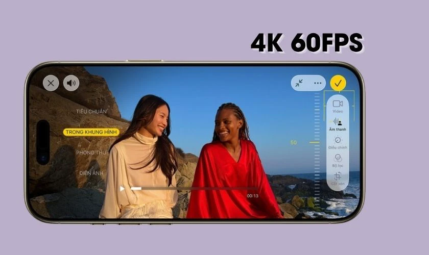 Hỗ trợ quay 4K 60FPS ổn định màu sắc sống động