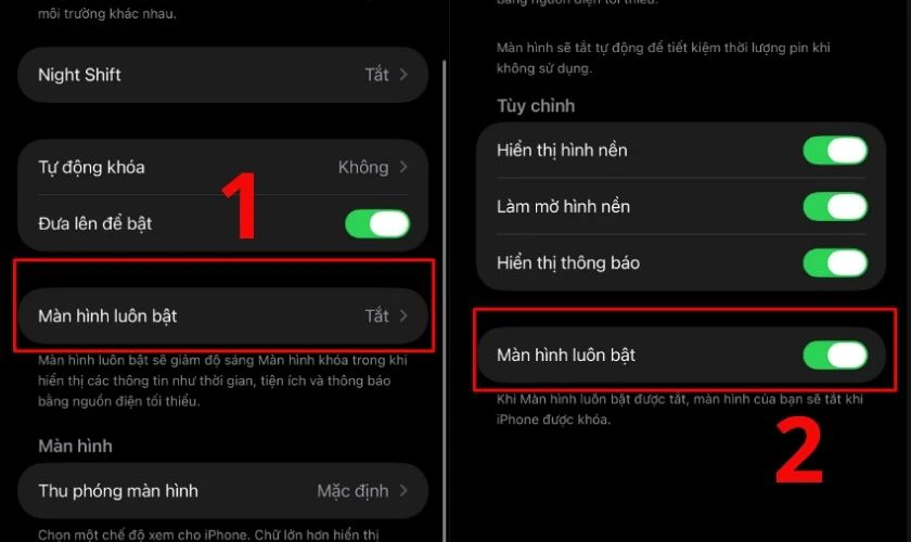 Tìm và chọn Always On Display (Màn hình luôn bật)