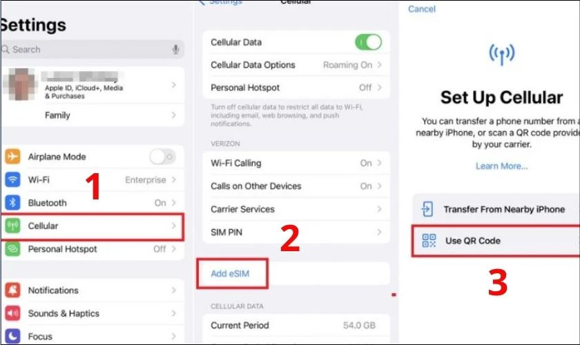 Mở cài đặt và thêm eSIM