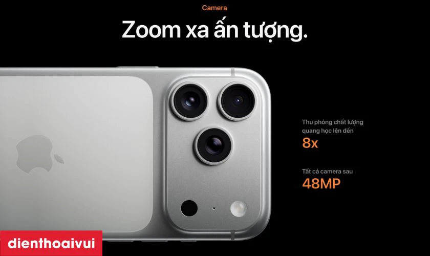 Hệ thống 3 camera 48MP với khả năng zoom quang 8x