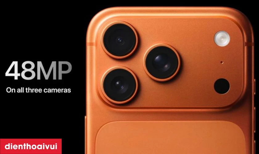 Hệ thống 3 camera 48MP zoom quang 8x và quay video ProRes