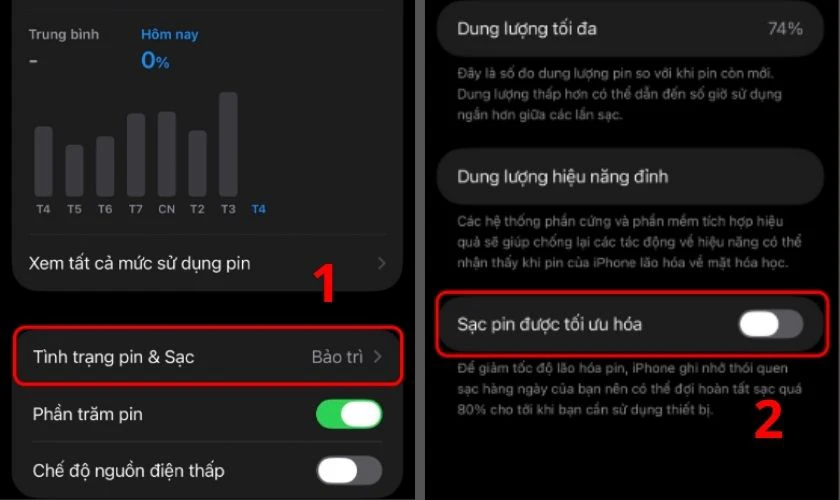 Bật tính năng Sạc pin được tối ưu hóa