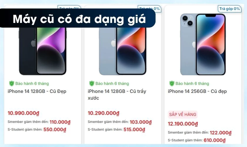 Máy cũ sẽ mang lại đa dạng lựa chọn hơn cho bạn, giá cũng tốt hơn