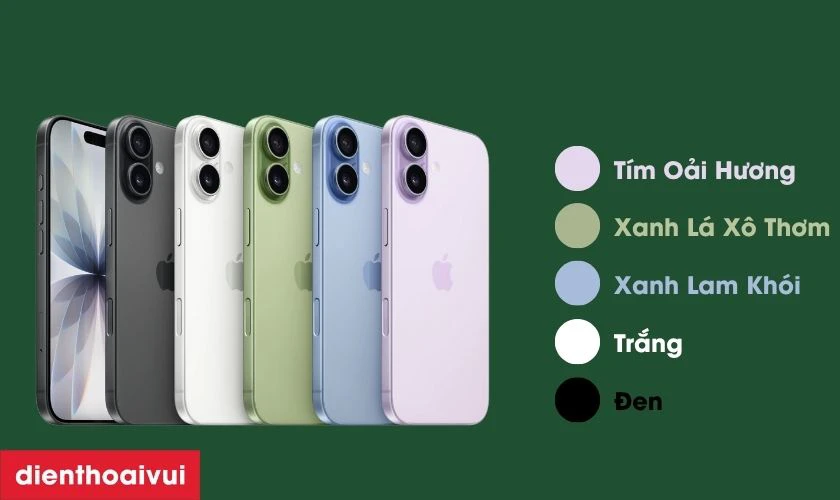 iPhone 17 thường cũ phân theo màu sắc