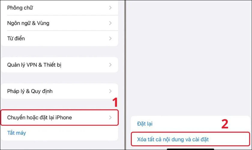 Xóa các cài đặt, đưa iPhone về trạng thái mới xuất xưởng
