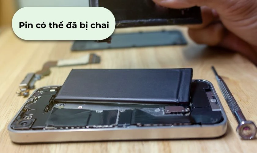 Pin có thể đã bị chai, ảnh hưởng đến thời lượng sử dụng