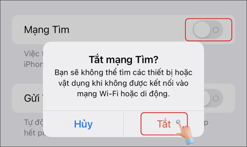 Xác nhận lệnh tắt tính năng với hệ thống 