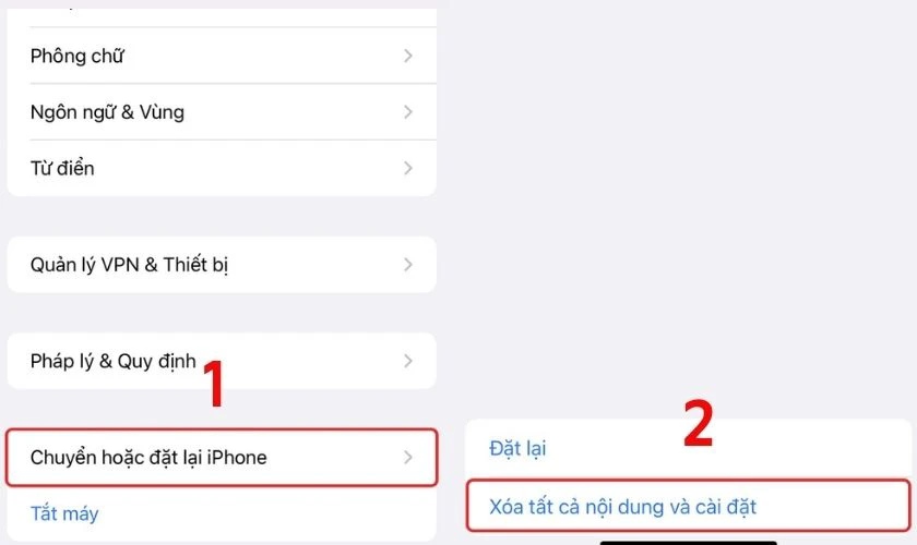 Restore iPhone về cài đặt gốc (nên sao lưu dữ liệu)