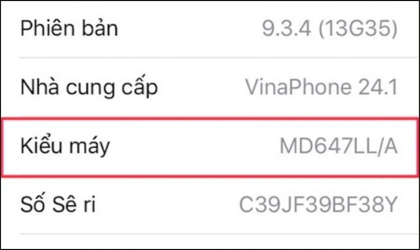 Tìm mục Số máy