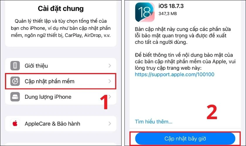Nhấn Cập nhật bây giờ