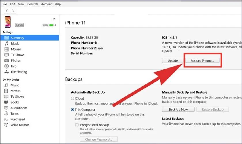 Hướng dẫn cách restore iPhone bằng iTunes đơn giản, dễ thực hiện