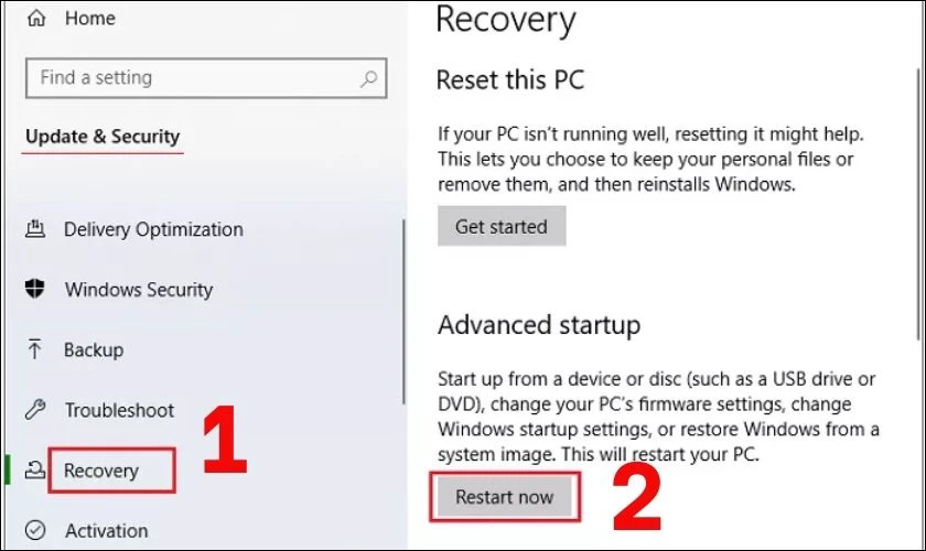 Dùng chế độ System Recovery