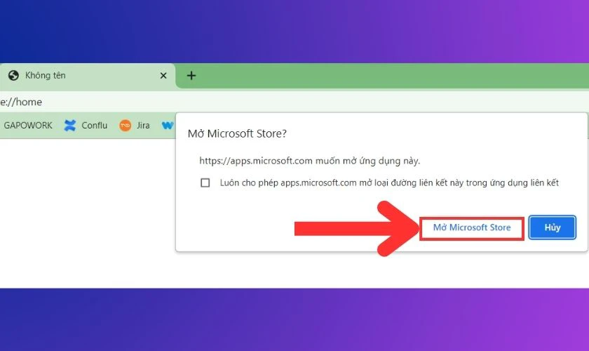 Bấm tiếp vào ô Mở Microsoft Store