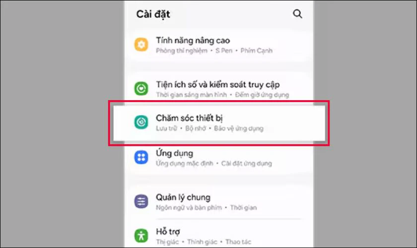 Bật tính năng Bảo trì thiết bị