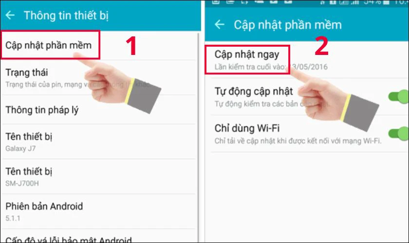 Chọn Cập nhật phần mềm, chọn tiếp Cập nhật ngay