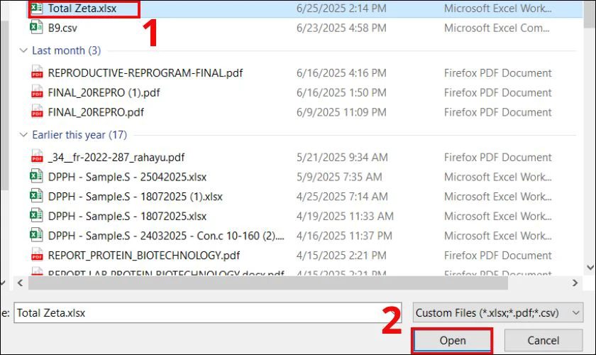Nhấn chọn file bạn muốn tải lên và nhấn Open