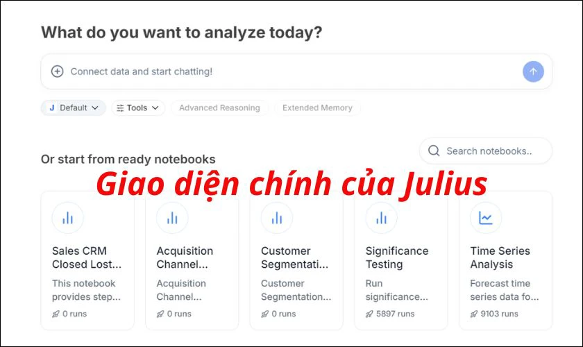 Julius AI được thiết kế với giao diện đơn giản, hiện đại và dễ thao tác