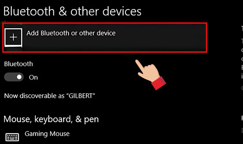 Tiếp tục chọn Add Bluetooth or other device