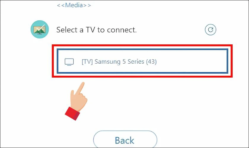 Bấm chọn vào tên tivi của bạn và xác nhận kết nối trên cả laptop lẫn tivi