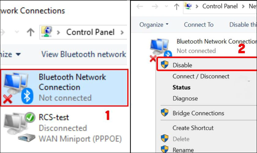 Chọn Disable để bật Bluetooth