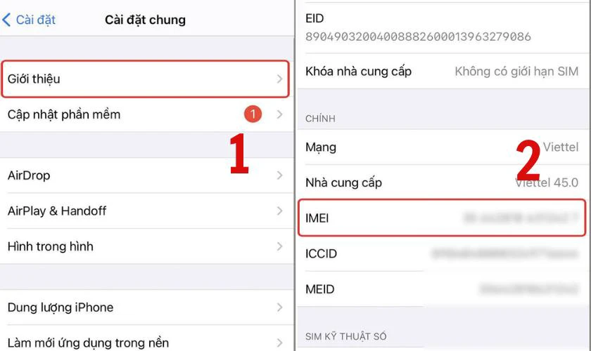 Kiểm tra trong phần C&agrave;i đặt