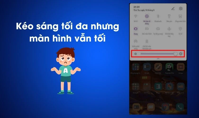 Màn hình tối khi cài độ sáng cao là dấu hiệu cần đi thay pin iPhone 15