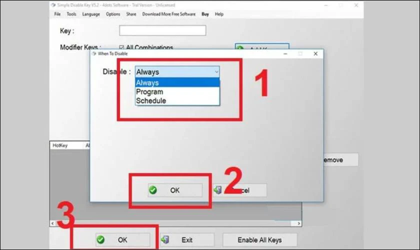 Nhấn OK để xác nhận