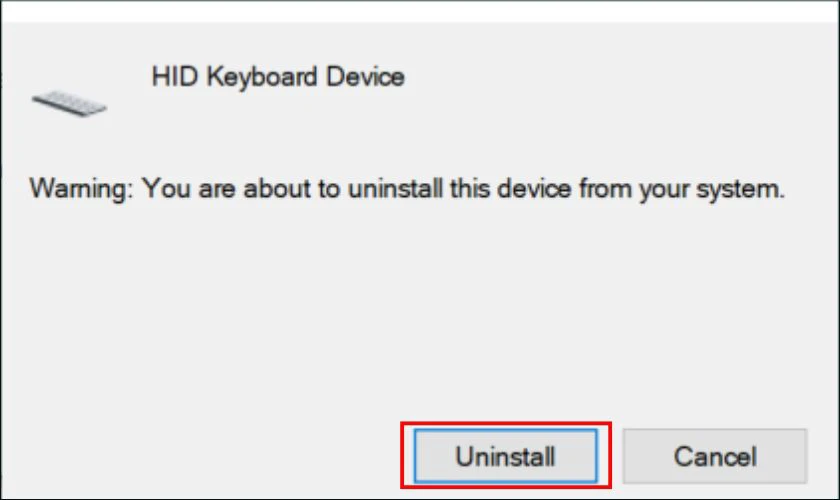 Xác nhận thao tác bằng cách nhấn Uninstall