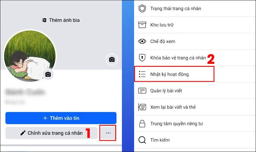 Nhấn vào dấu ba chấm, sau đó nhấn vào Nhật ký hoạt động